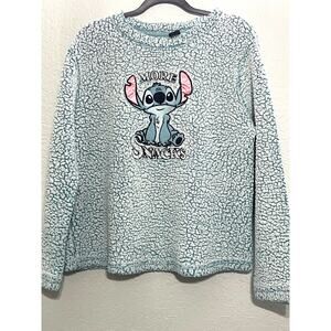 Disney Stitch long sleeve pullover sweater faux fur , sleepwear size L